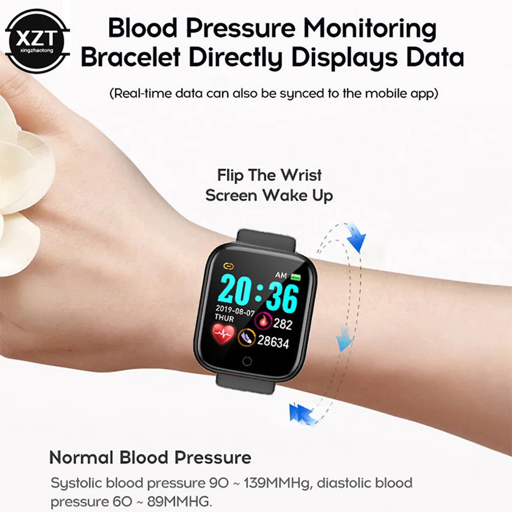 Health Monitor Smart Watch Y68 Men Sports Watches Women Fitness Tracker Bracelet Steps Calorie Bluetooth Wrist Watch D20 Clock
