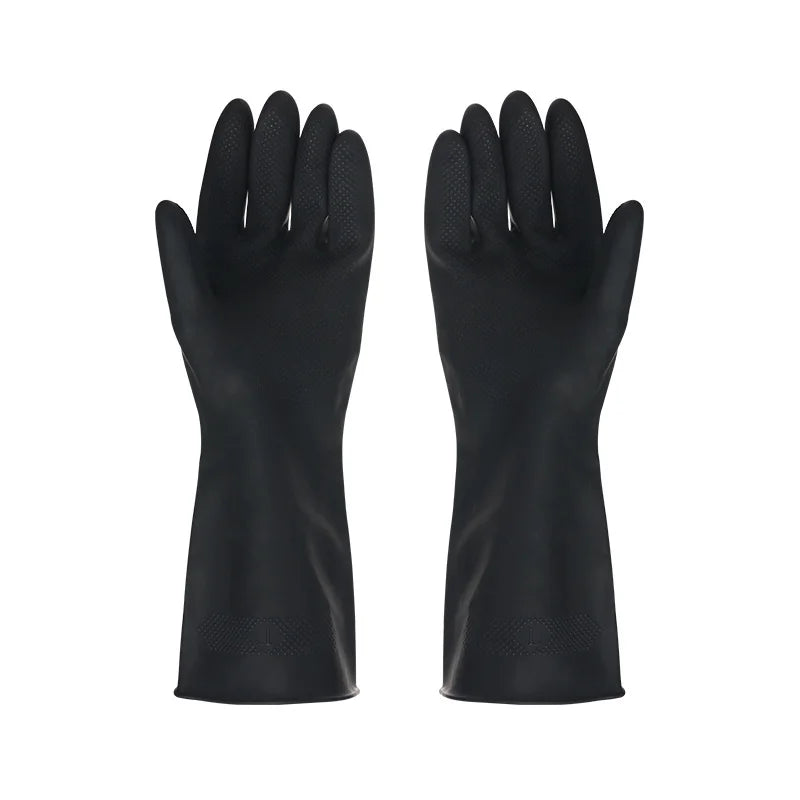 1 Pair Black Gloves Home Washing Cleaning Gloves Garden Kitchen Dish Fingers Rubber Dishwashing Household Cleaning Gloves