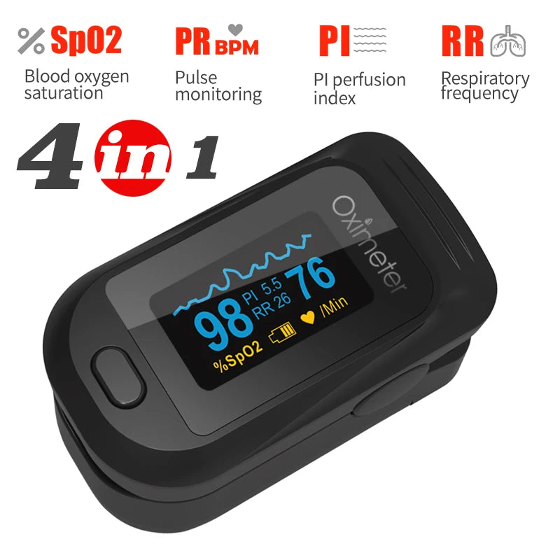 KIUZOU Finger Pulse Oximeter OLED Blood Oxygen Saturation Heart Rate Monitor Oxymeters Medical With Respiratory Digital Oximeter