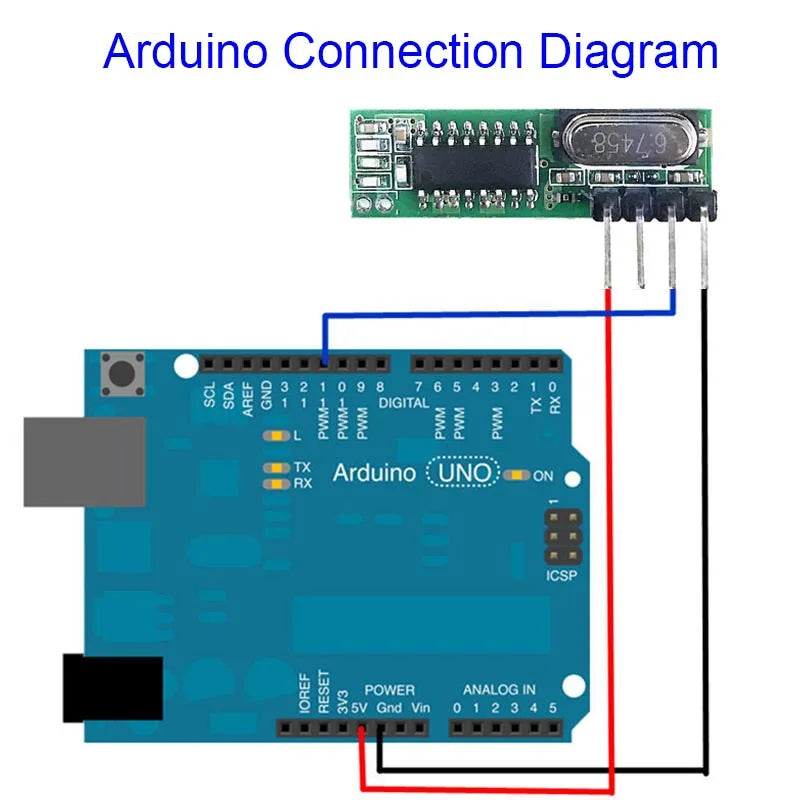 QIACHIP 433 Mhz Superheterodyne RF Receiver and Transmitter Module For Arduino Uno Wireless Module Diy Kit Free Gift antenna