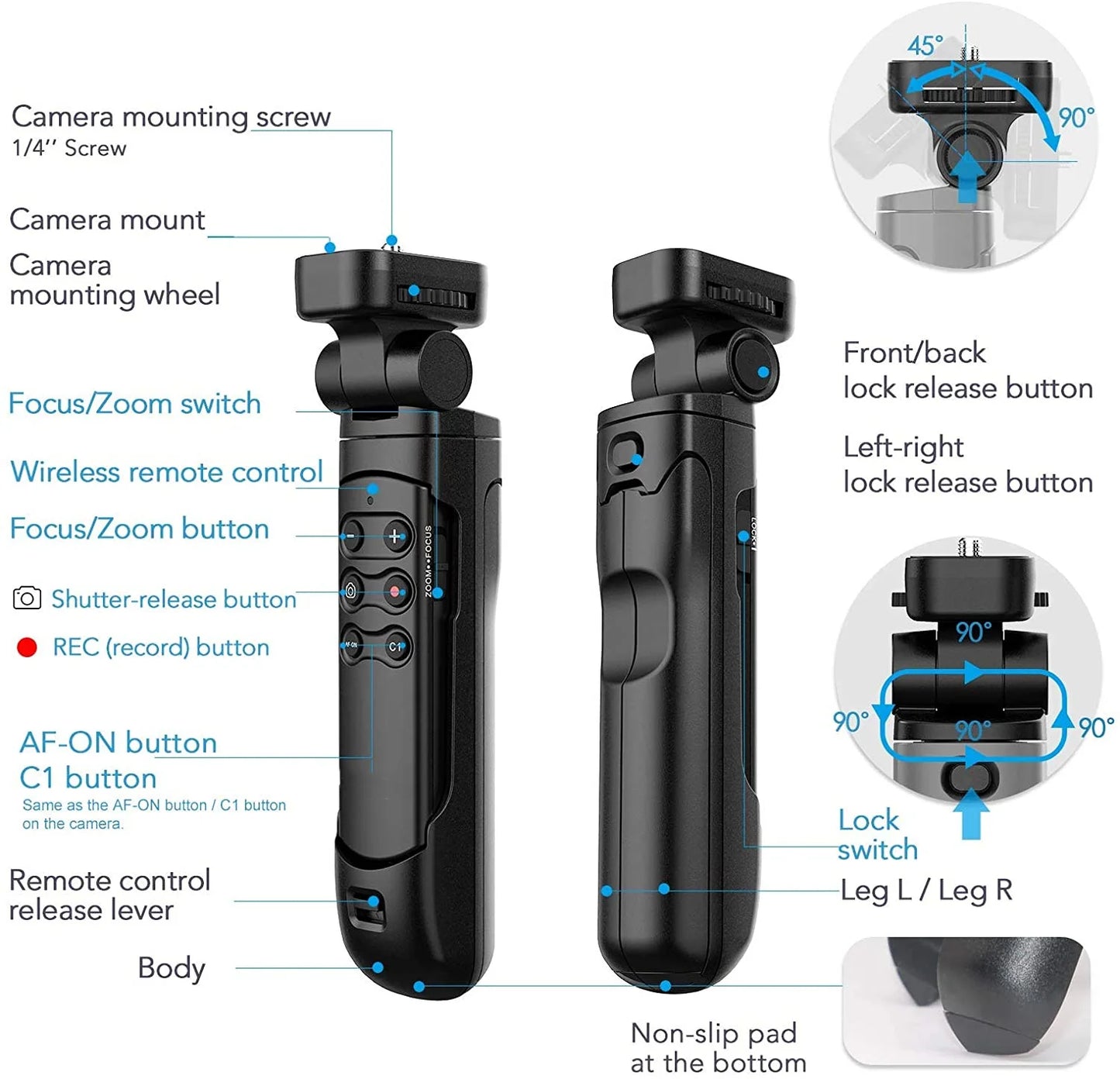 Replace Sony GP-VPT2BT Wireless Remote Camera Shooting Grip Vlogging Tripod Selfie Stick for Sony a6700 a7IV a7RV ZV-1II ZV-1f