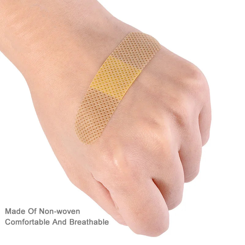 100Pcs/Box Breathable Band-Aids Non-woven Bandages First Aid Medical Anti-Bacteria Wound Plaster Home Travel Emergency Kits