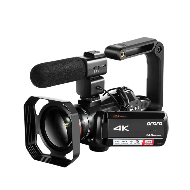 Live Streaming Camera 4K Camcorder Professional, Ordro AC5 12X Optical Zoom YouTube Videos Vlog Cameras for Blogger