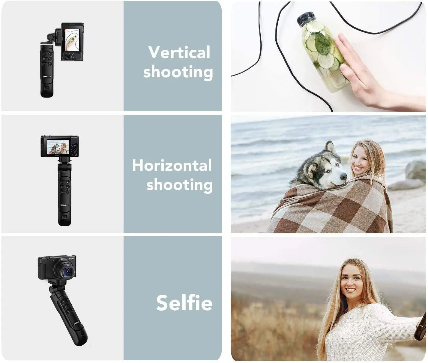 Replace Sony GP-VPT2BT Wireless Remote Camera Shooting Grip Vlogging Tripod Selfie Stick for Sony a6700 a7IV a7RV ZV-1II ZV-1f