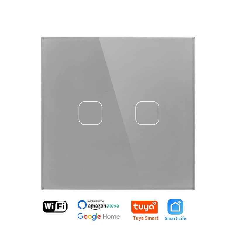 UNKAS No Neutral Wire Required 1 2 3 4 Gang Wifi Wall Light Touch Switch EU 220V Tuya Smart Home Support Alexa Google Home