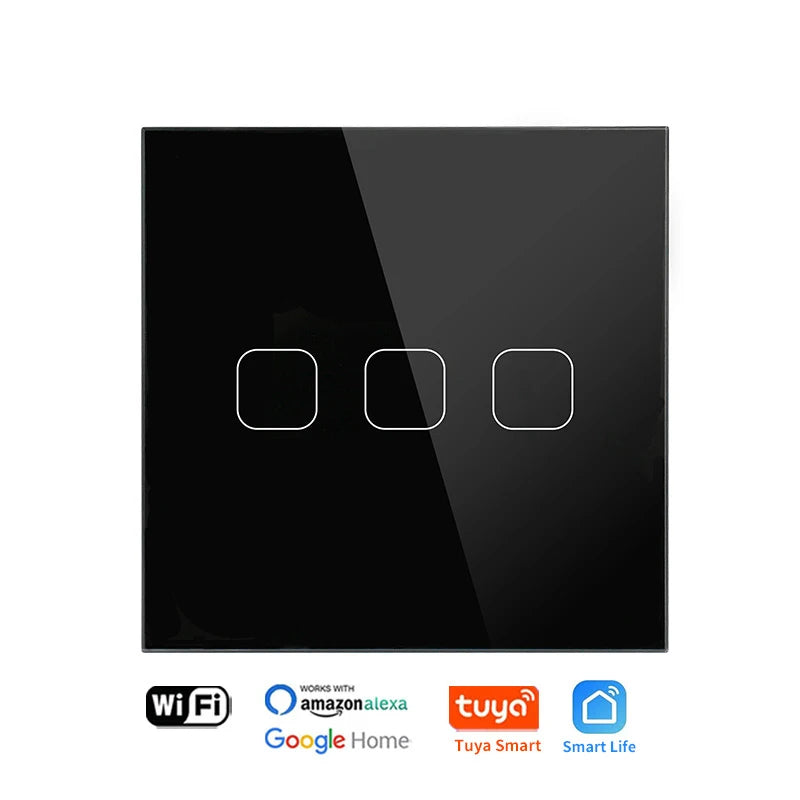 UNKAS No Neutral Wire Required 1 2 3 4 Gang Wifi Wall Light Touch Switch EU 220V Tuya Smart Home Support Alexa Google Home