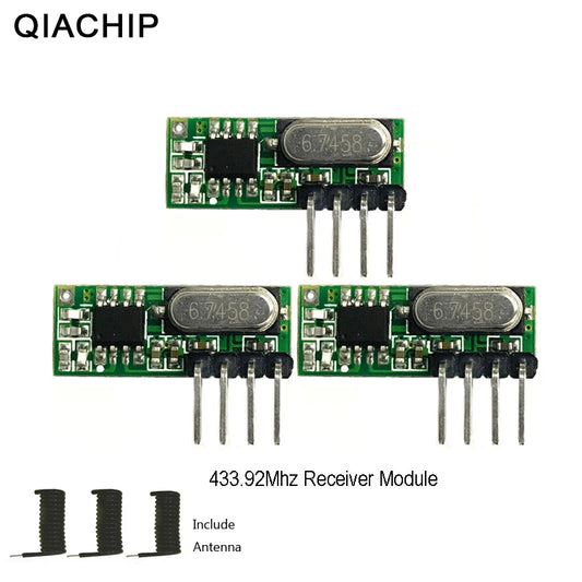 QIACHIP 3pcs 433 mhz RF Receiver Superheterodyne UHF ASK 433Mhz Remote Control Module Kit Small Size Low Power For Arduino Uno