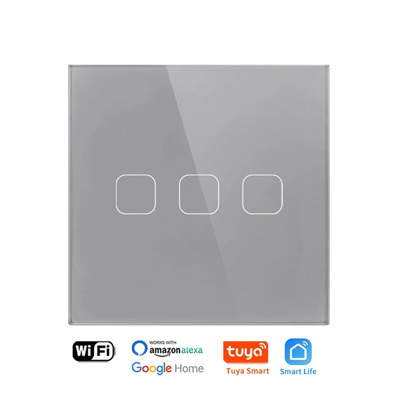 UNKAS No Neutral Wire Required 1 2 3 4 Gang Wifi Wall Light Touch Switch EU 220V Tuya Smart Home Support Alexa Google Home