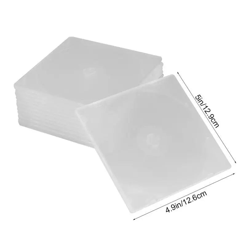 12PCS Ultrathin DVD Case Transparent CD Package Portable CD Storage Box For Home Cinema Film Pluggable Cover CD Case (White)