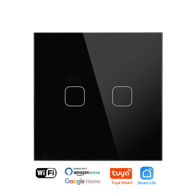 UNKAS No Neutral Wire Required 1 2 3 4 Gang Wifi Wall Light Touch Switch EU 220V Tuya Smart Home Support Alexa Google Home