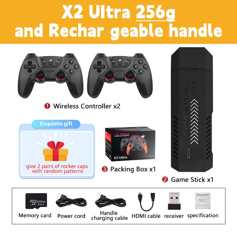 X2 Ultra X2 Plus GD10 Pro 4K Game Stick 3D HD Retro Video Game Console Wireless Controller TV 50 Emulator For PS1/N64/DC Gift