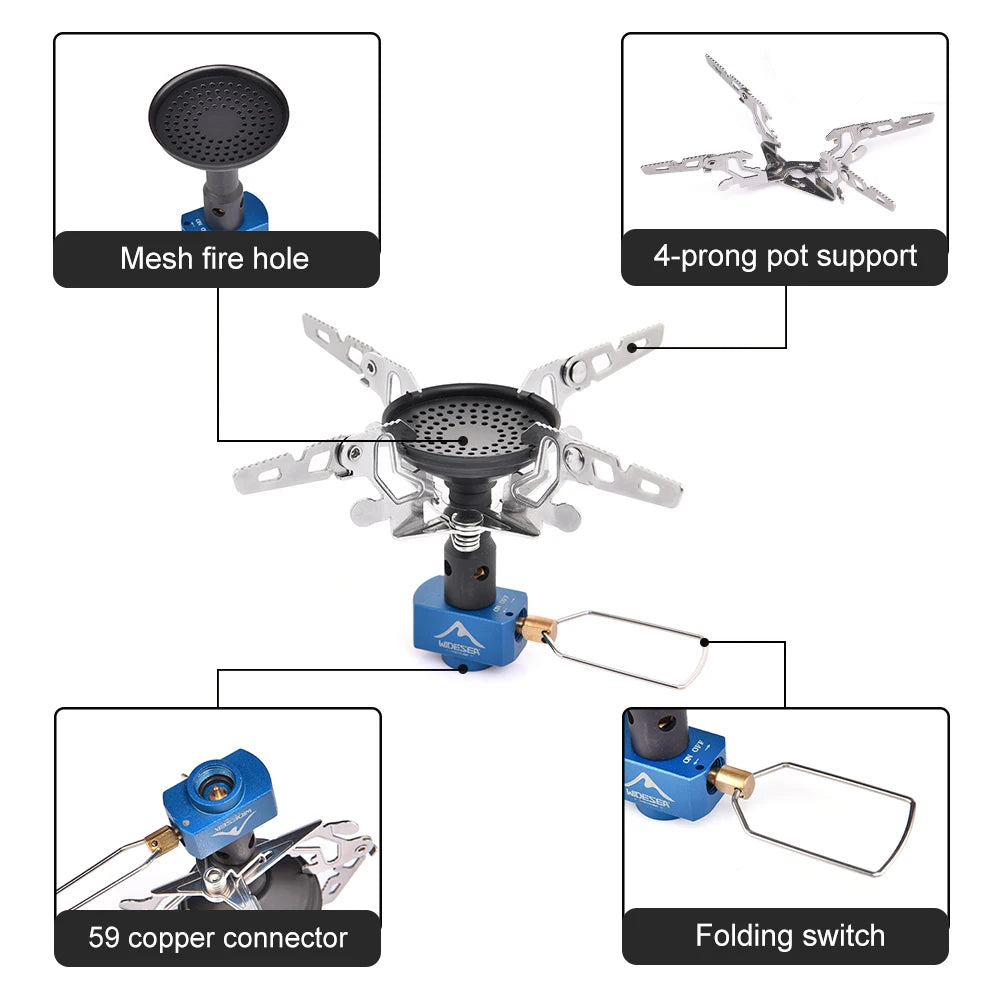 Widesea Camping Gas Burner Outdoor Stove 3300W Camping Equipment Portable Tourist Survival Bushcraft Kitchen