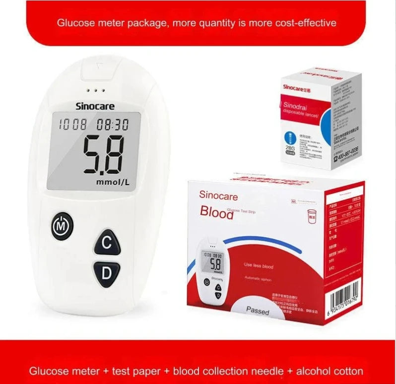 Sinocare Blood Glucose Meter Kit Or 50/100 test Strips And Lancets Glucometer For Blood Sugar Detection Diabetes Tester