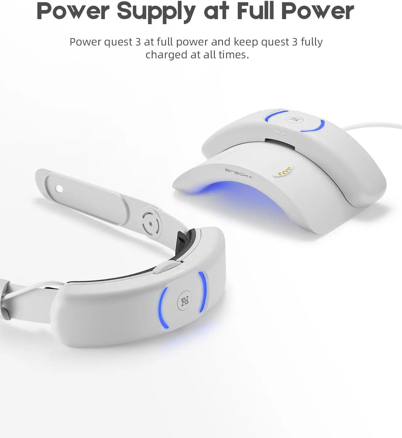 BINBOKAdjustable Head Strap&Battery for Meta Quest 3/3S with Recharge Battery Pack 2x8000mAh Charging Dock Accessories For T3 