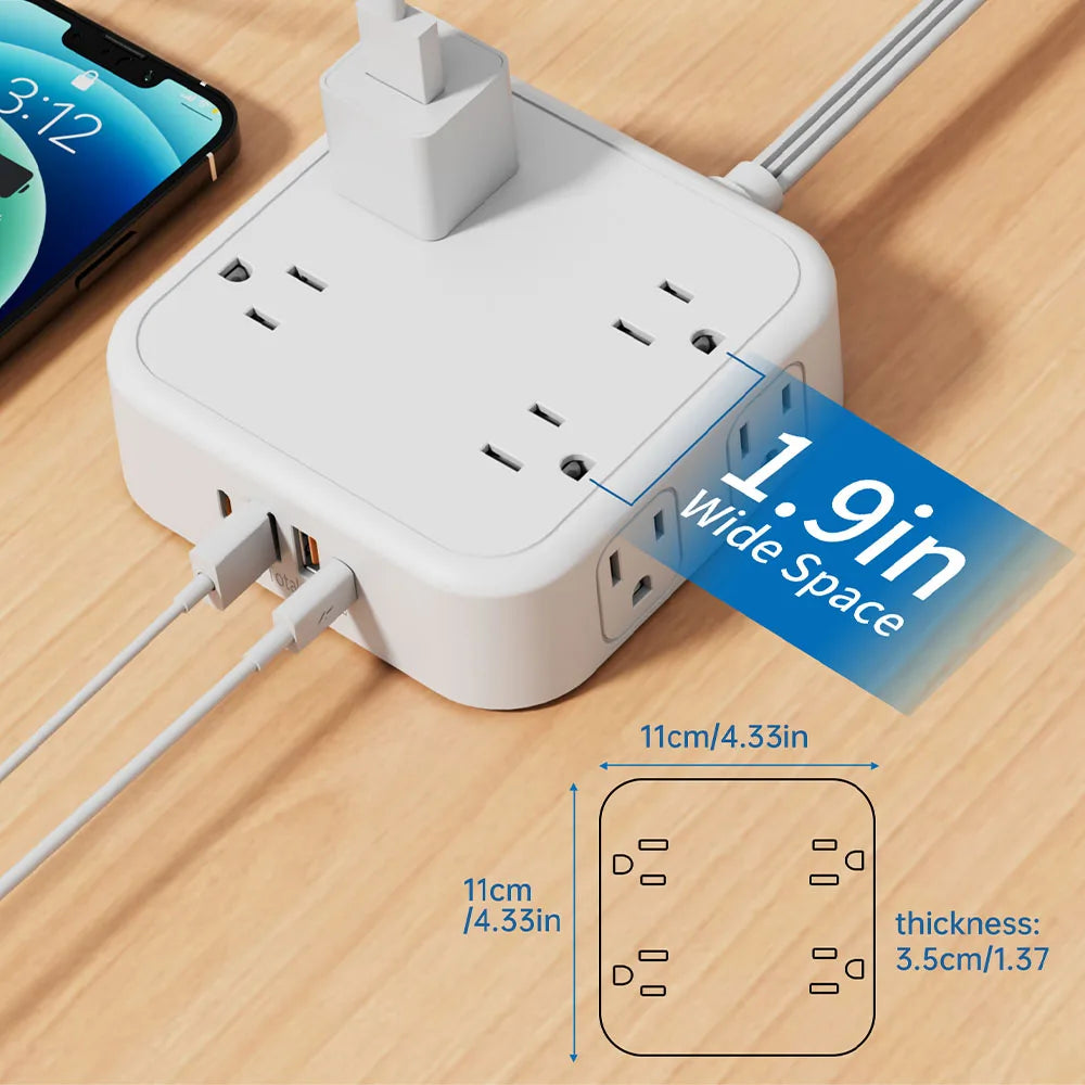 US Plug AC Outlet Multiprise Power Strip 1.5M Extension Cable Multitap Network Filter With USB C Charging Network Filter Adapt