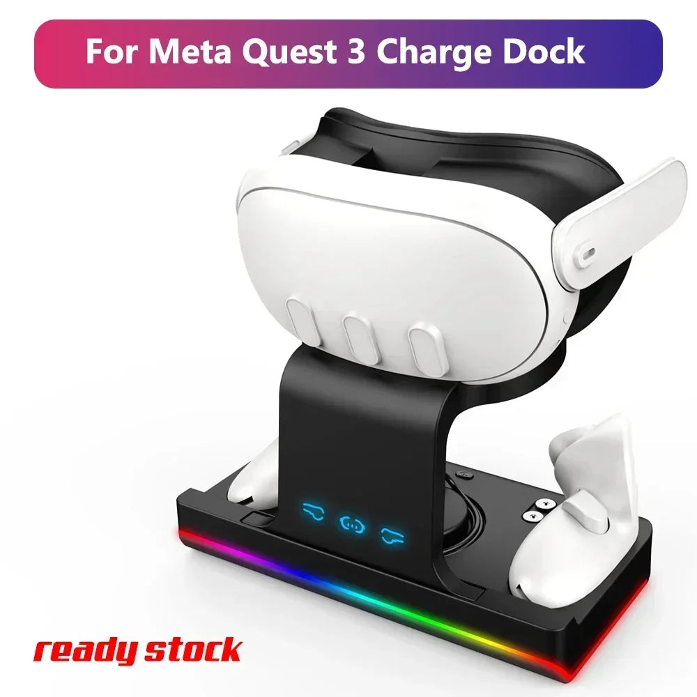 Wireless Charging Dock for Meta Quest 3, Oculus VR Accessories Charger Station Controller Battery Pack, Fit Elite Head Strap