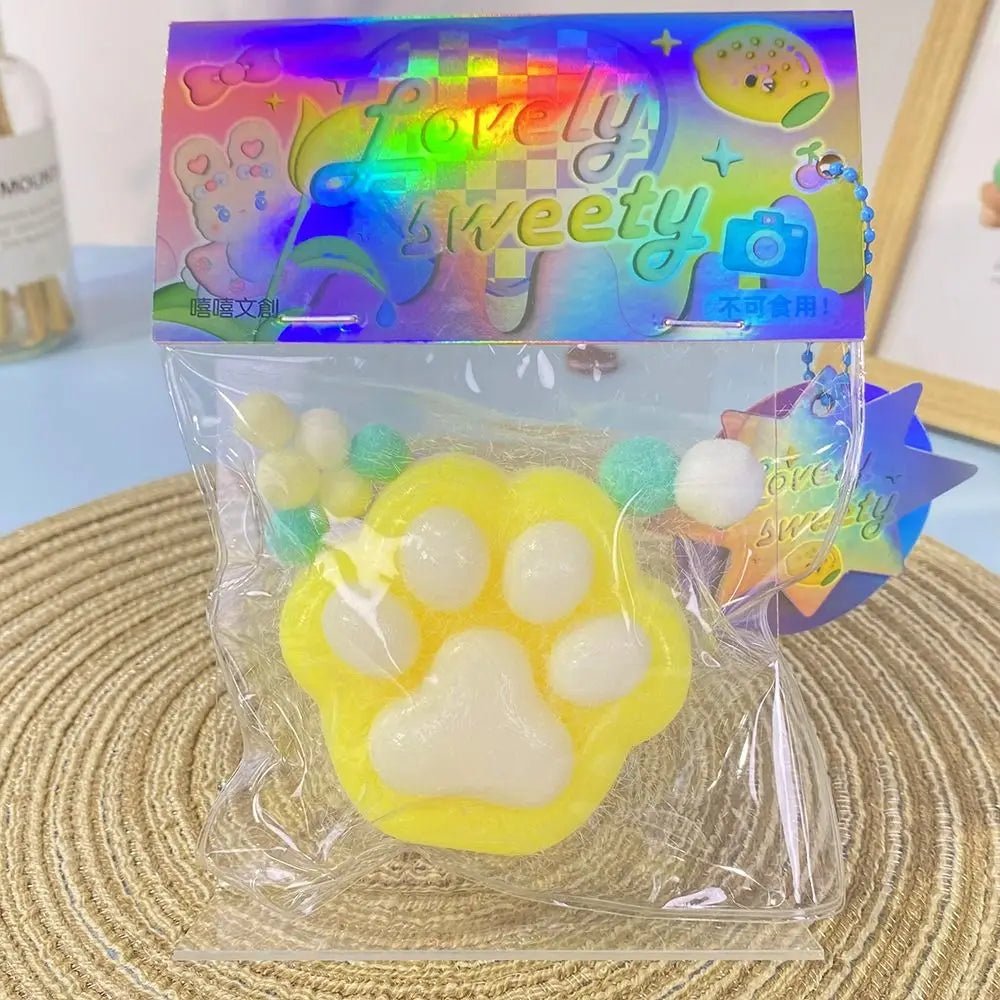 Cartoon Cat Claw Squeeze Pinching Transparent Toy Cute Cat Paw Slow Rebound Decompression Toy Kids Stress Release Vent Toy