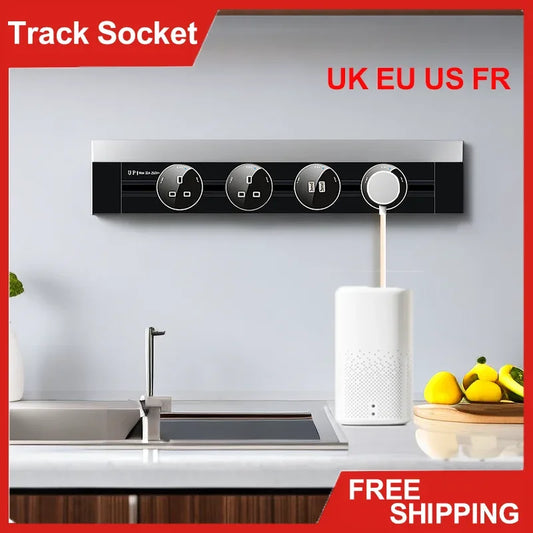 Power Movable Power Track Socket Appliances Popular US/UK/EU/FR Universal Outlets Wall Electrical Plug Adapter with USB/LED