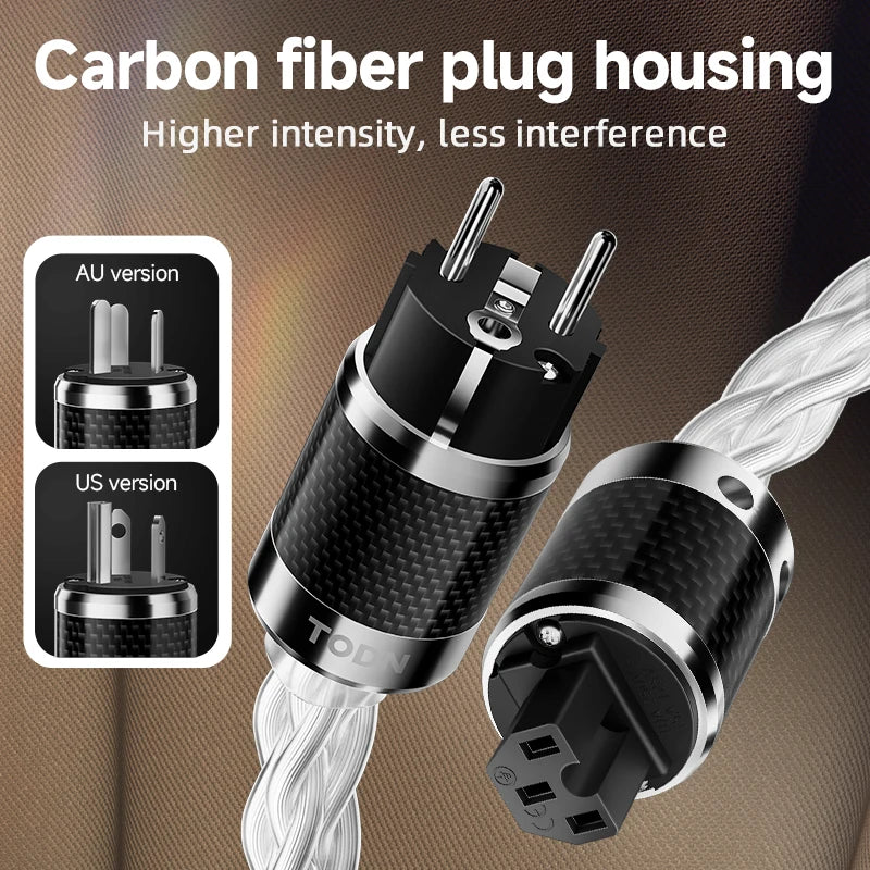 TODN hifi power cable Hi-end audio Cable EU/US /AU Silver plated OCC conductor for power filters dac Amplifier audiophile