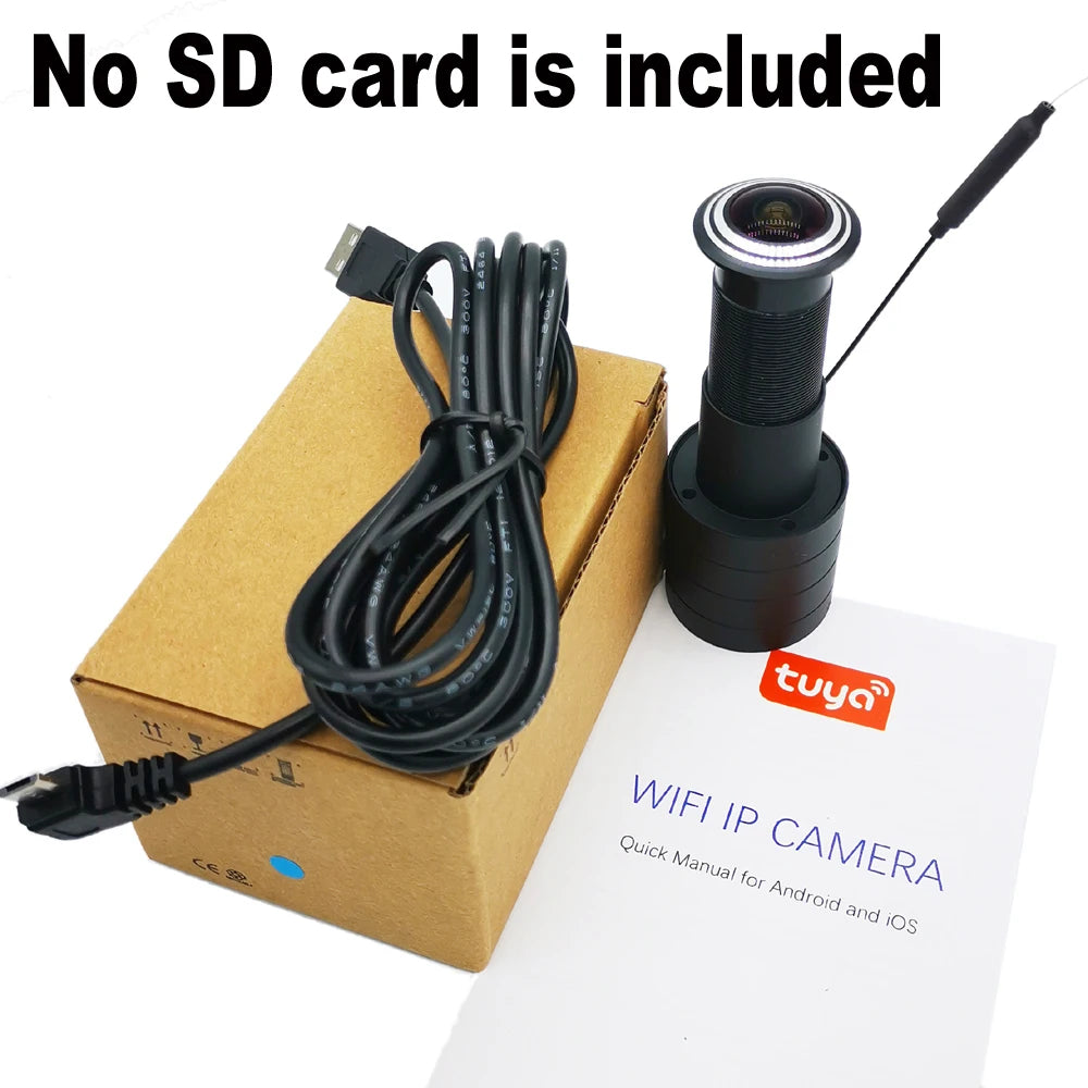 Tuya Wifi Door Eye Camera Mini Peephole Door WifI IP Camera 1.6MM Wide Angle FishEye 2Way Audio Build-In Speaker TF Card Slot