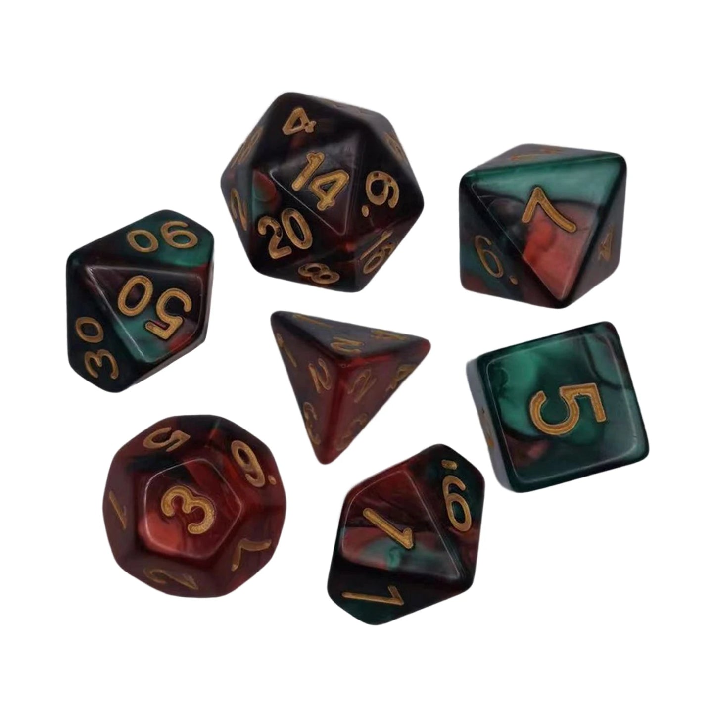 7/10Pcs Double-Colors Polyhedral Dices with Pouch Set D4, D6, D8, D12,D20, D10 for Board Game Role Playing Game Party