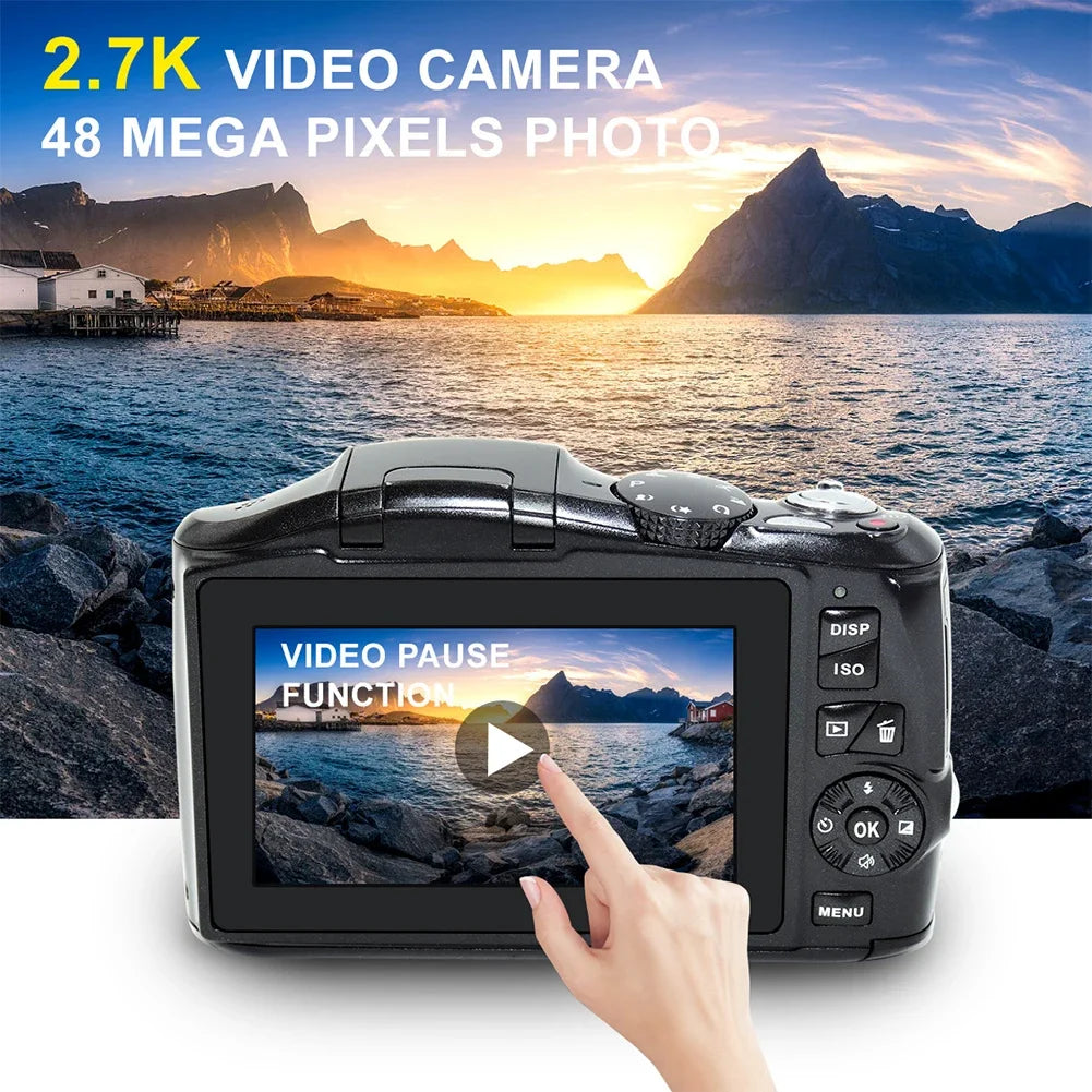 48 Million Pixel Digitial Camera 2.7K HD Mirrorless Digital Camera WIFI Camera for Kids Girls Gift Max 128g