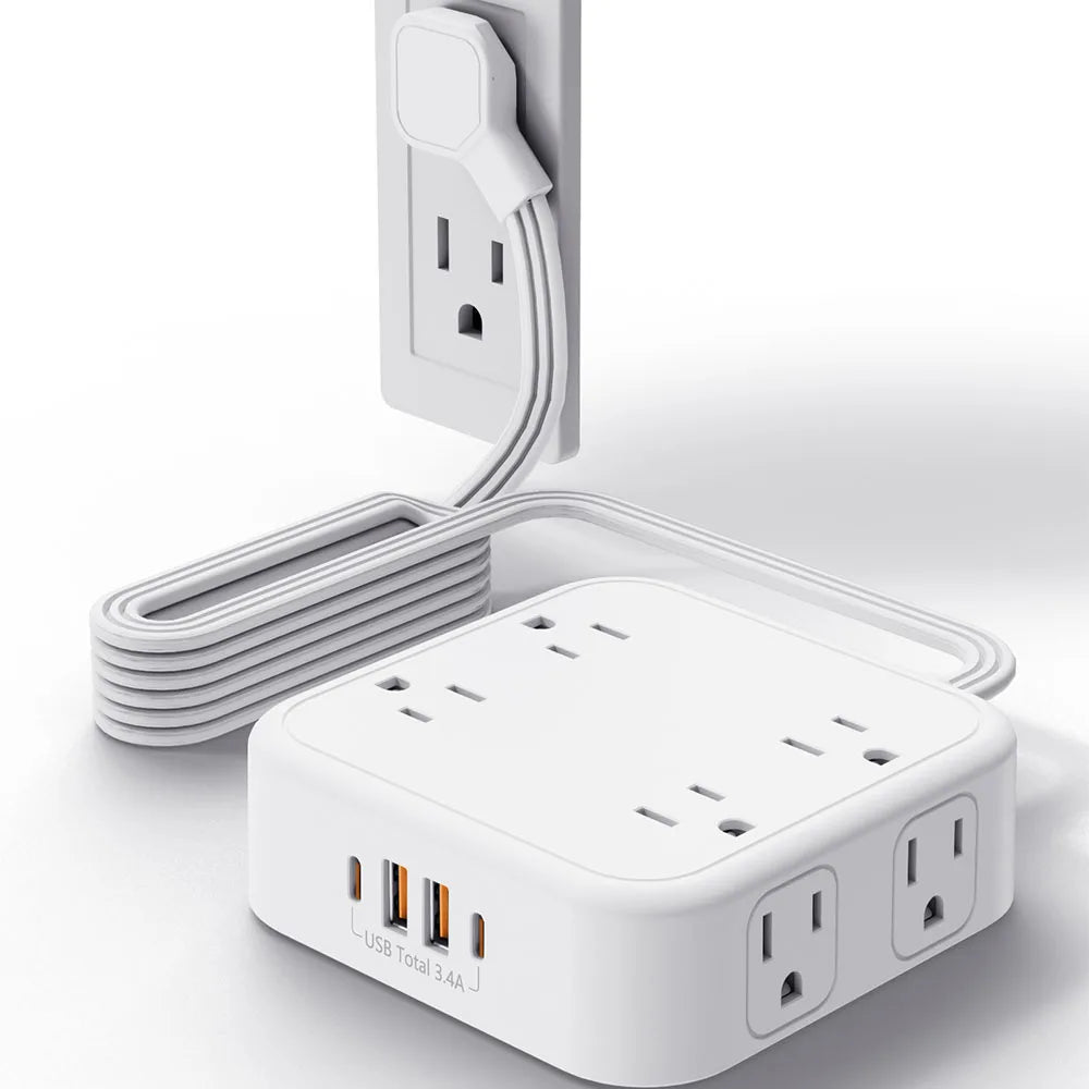US Plug AC Outlet Multiprise Power Strip 1.5M Extension Cable Multitap Network Filter With USB C Charging Network Filter Adapt