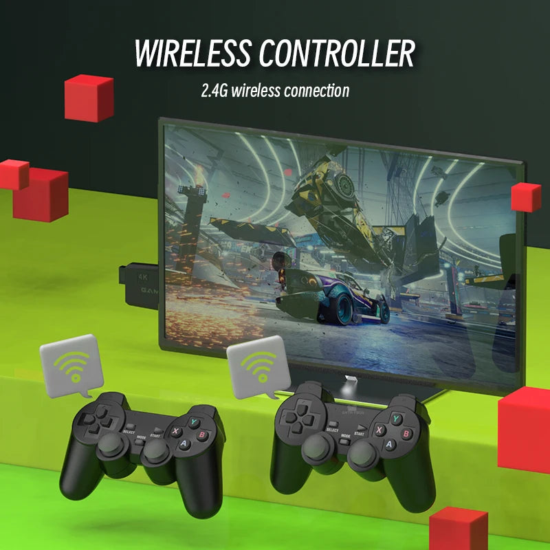 DATA FROG Video Game Console Built in 10000 Retro TV Games For PS1/GBA Portable 2.4G Wireless Game Stick 4K Support HD TV Output