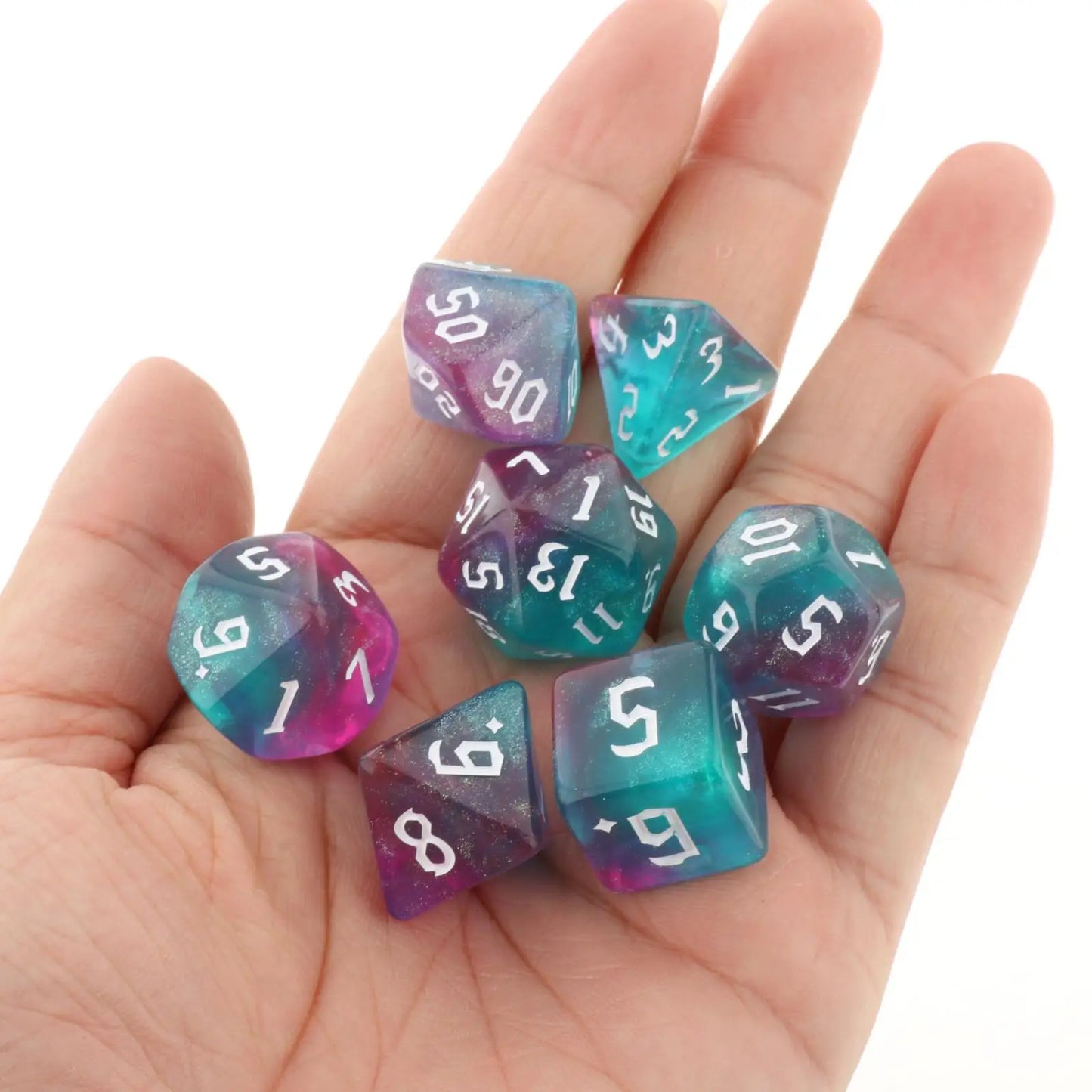 7/10Pcs Double-Colors Polyhedral Dices with Pouch Set D4, D6, D8, D12,D20, D10 for Board Game Role Playing Game Party