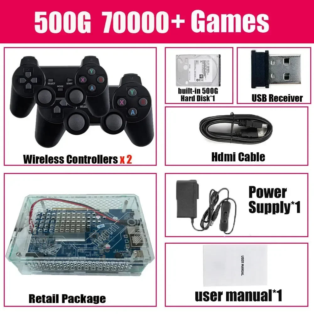 LZAKMR U9 Plug and Play Retro 3865U Game Console 500G HDD 70000+Games For Wii PS2 XBOX PSP GameCube N64 Wireless handle