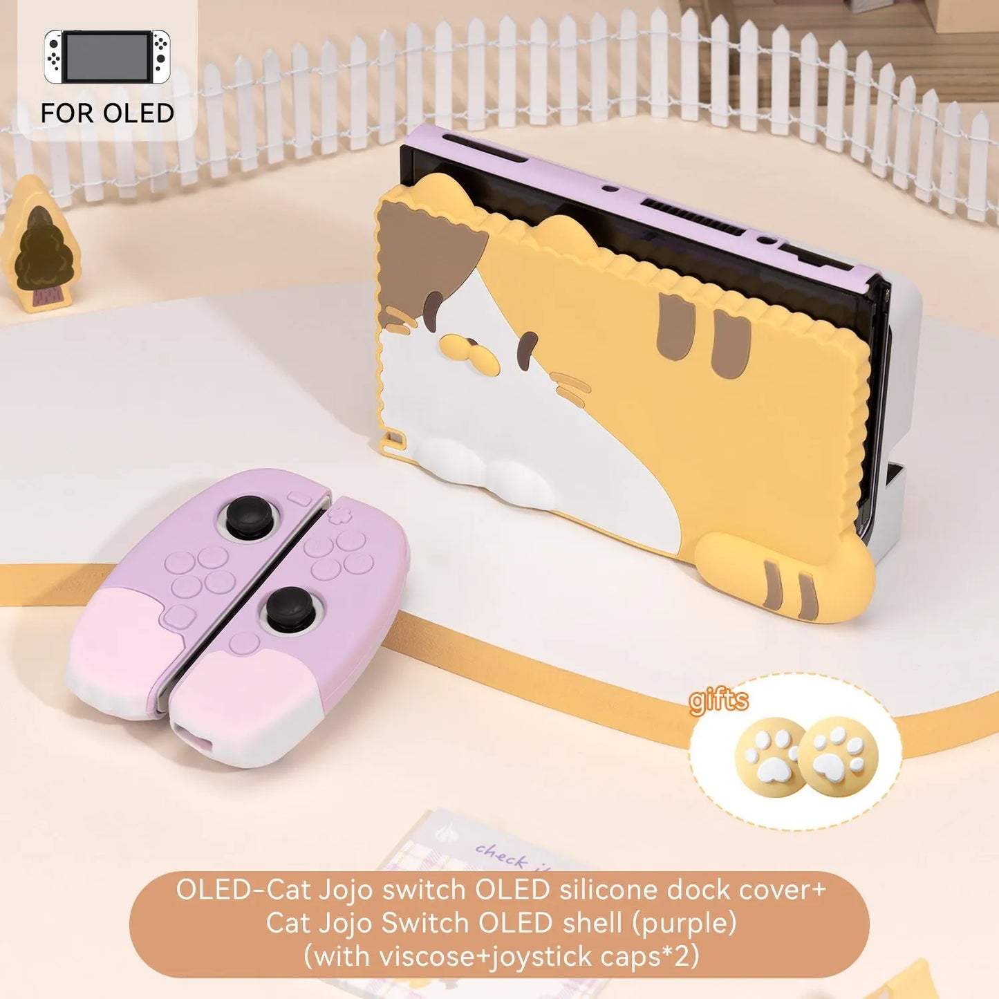 GeekShare Charging Dock Case for Nintendo Switch OLED Kawaii 3D Cat Jojo Silicone Soft Dock Shell NS Game Accessories