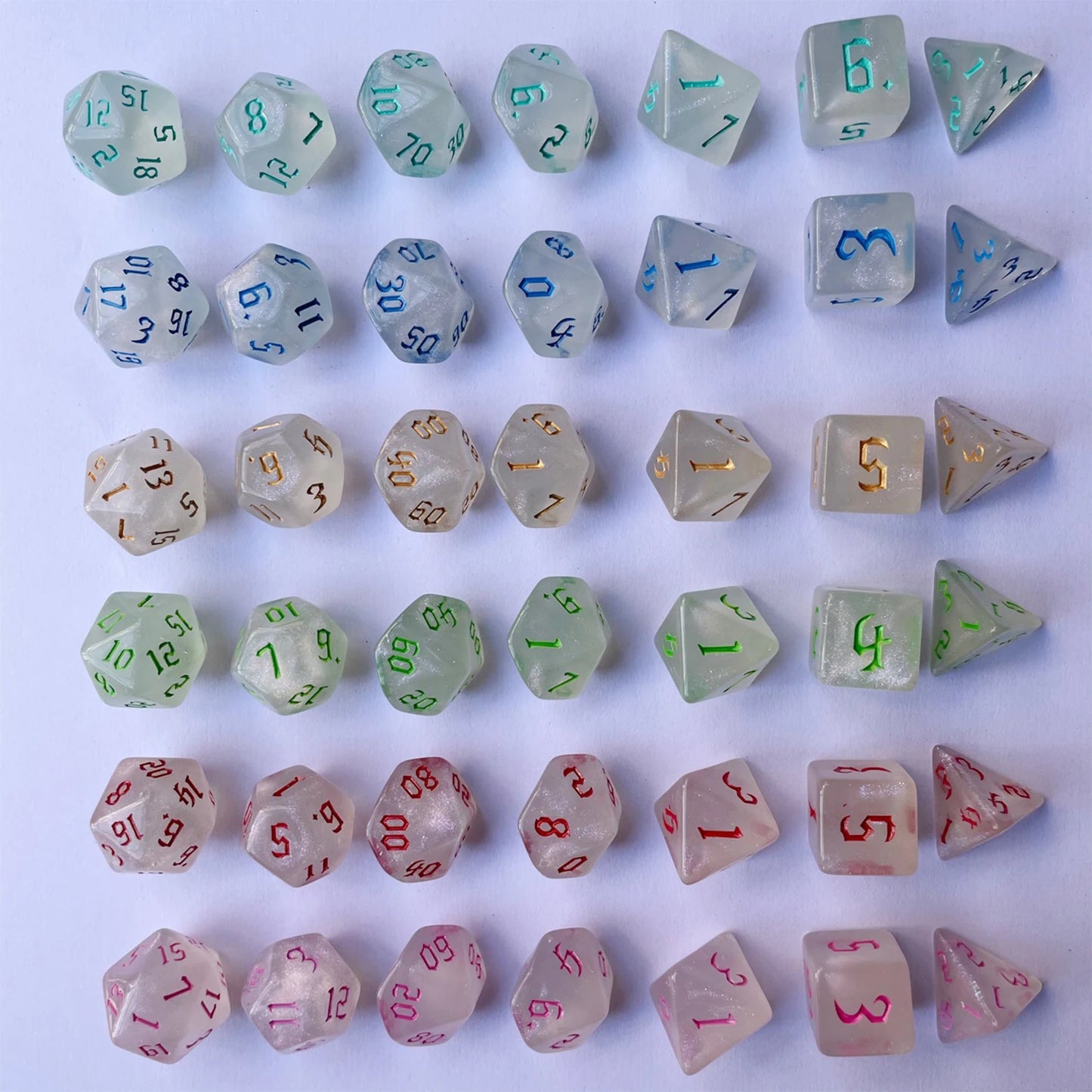 7/10Pcs Double-Colors Polyhedral Dices with Pouch Set D4, D6, D8, D12,D20, D10 for Board Game Role Playing Game Party