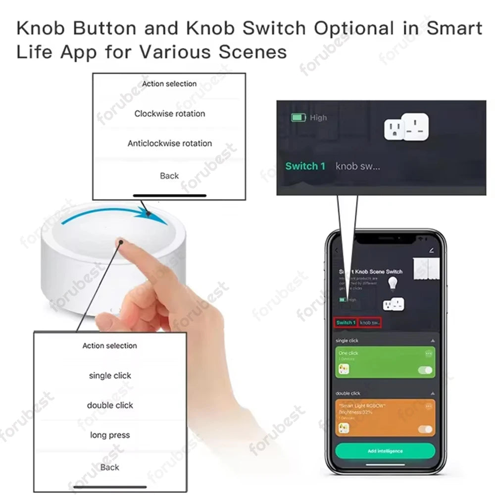 New Tuya ZigBee Smart Knob Switch Wireless Scene Switch Button Remote Control Battery Powered Automation Scenario Smart Life App