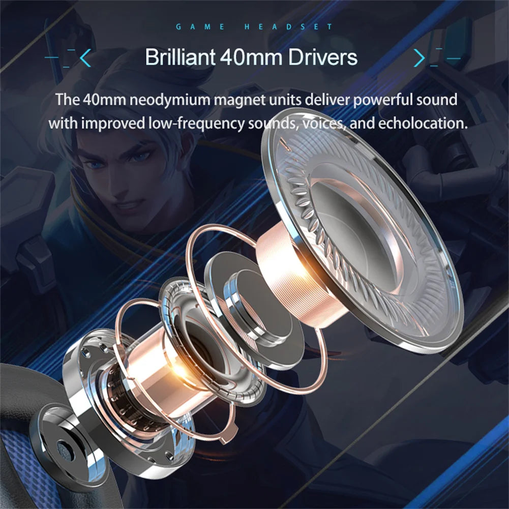 Headset Noise Canceling Stereo Headphones Over Ear Headphones With Cool LED Lighting For Cell Phone Gaming Computer Laptop