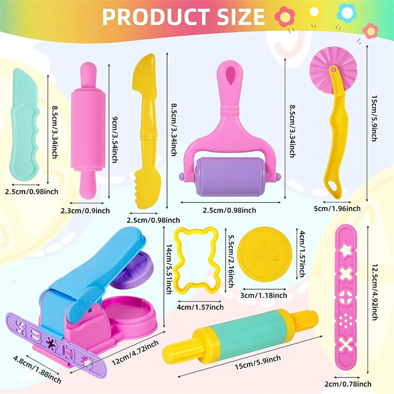 Cartoon 3D Animal Play Dough Molds DIY Creation Tools For Kids Toddlers Various Animal Molds Rolling Pins Clay Dough Accessories