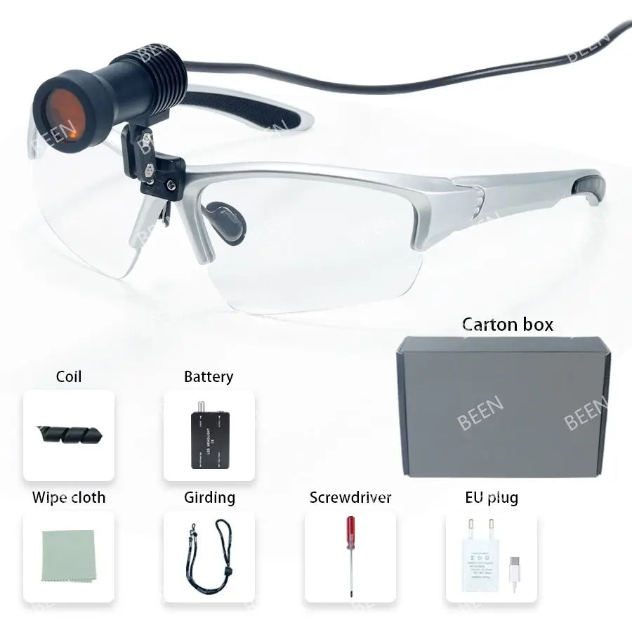 BEEN Halo Surgical Headlights 5W Dental Head Mounted Eyewear Spotlight Goggles Filter Lenses Zipper Cloth Packaging Box