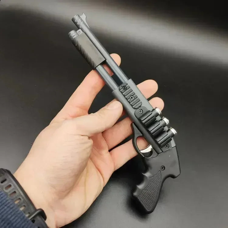 2024 Mini Rubber Band Shotgun Sprayer 8 Bursts of Rubber Band Gun Miniature Model Ornaments Toy Soft Bullet Gun Christmas Gift
