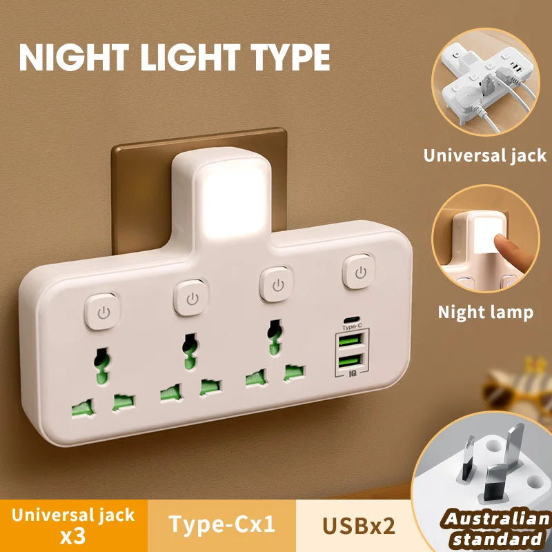 Eu Us Uk Au Plug Ac Outlet Power Strip Multiprise Wall Socket Universal Network Filter with Usb Cherger Separate Switch Adapter