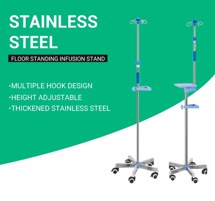 Hospital Portable And Foldable IV Pole Stand Flexible Stand Medical Drip Stand