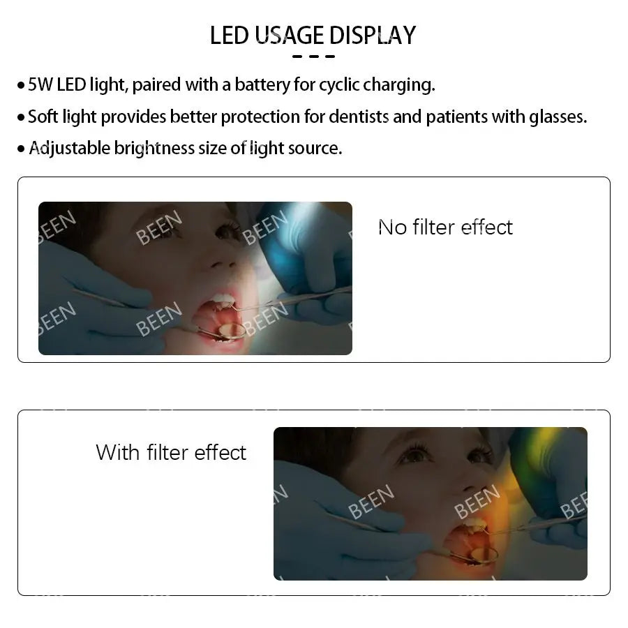 BEEN Halo Surgical Headlights 5W Dental Head Mounted Eyewear Spotlight Goggles Filter Lenses Zipper Cloth Packaging Box