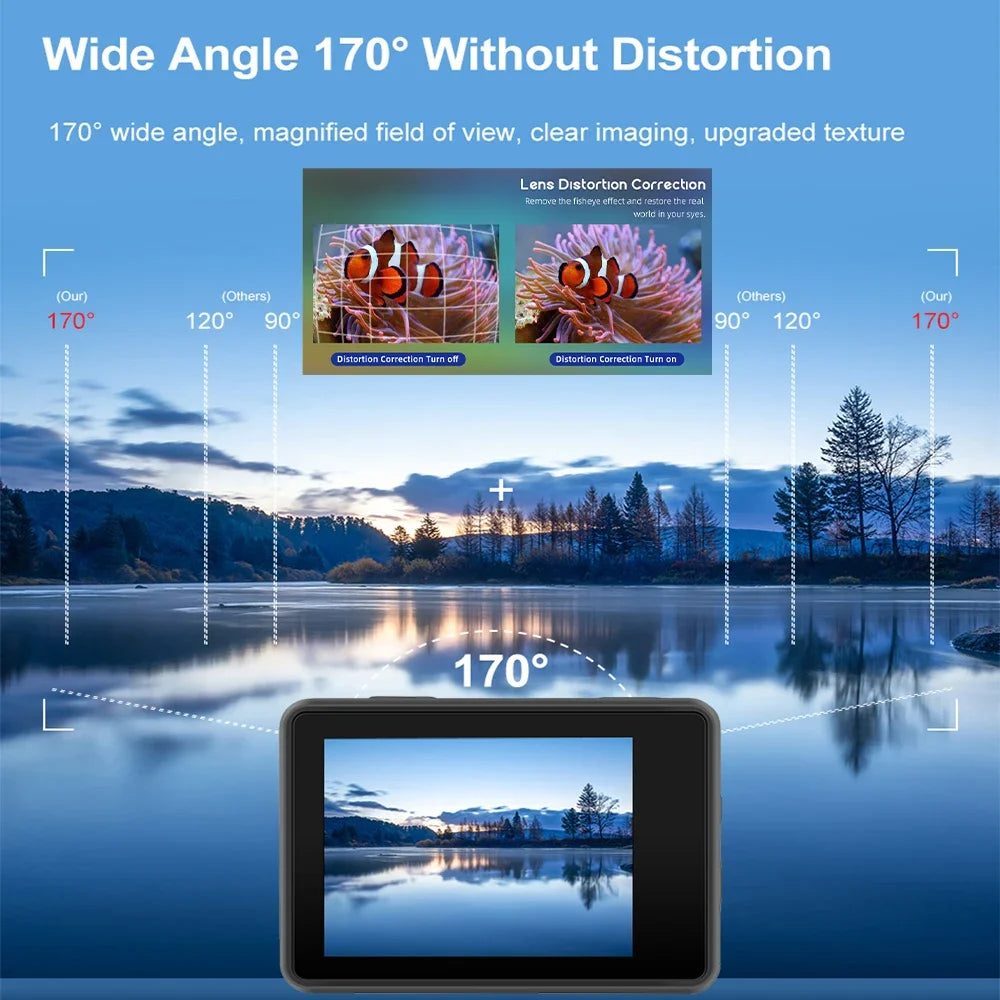 Huafant G9 Action Camera 4K 60FPS 24MP 2.0 Touch LCD EIS Dual Screen Wi-Fi 170D Waterproof Remote Control 4X Zoom Sports Cam