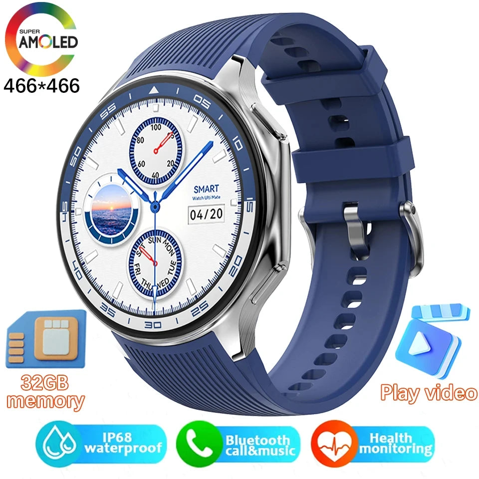 2024 New For OPPO Watch X Smart Watch 4G Memory Music Video Bluetooth Call IP68 Waterproof AMOLED Smartwatch For TWS Earphones 