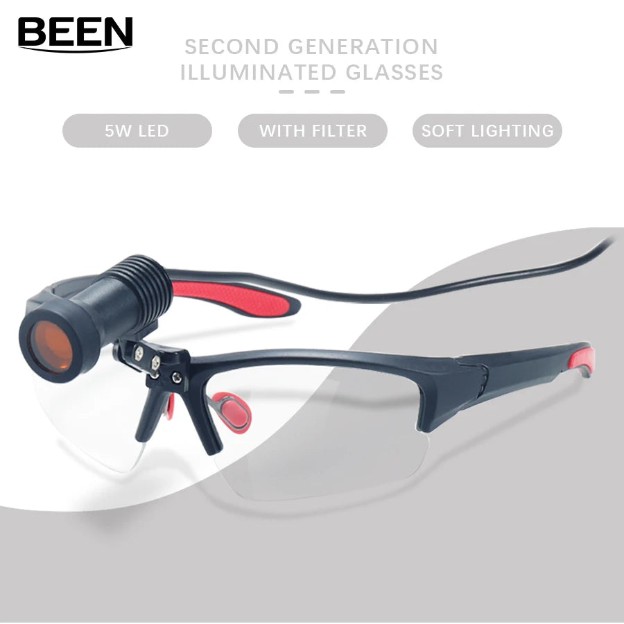 BEEN Halo Surgical Headlights 5W Dental Head Mounted Eyewear Spotlight Goggles Filter Lenses Zipper Cloth Packaging Box