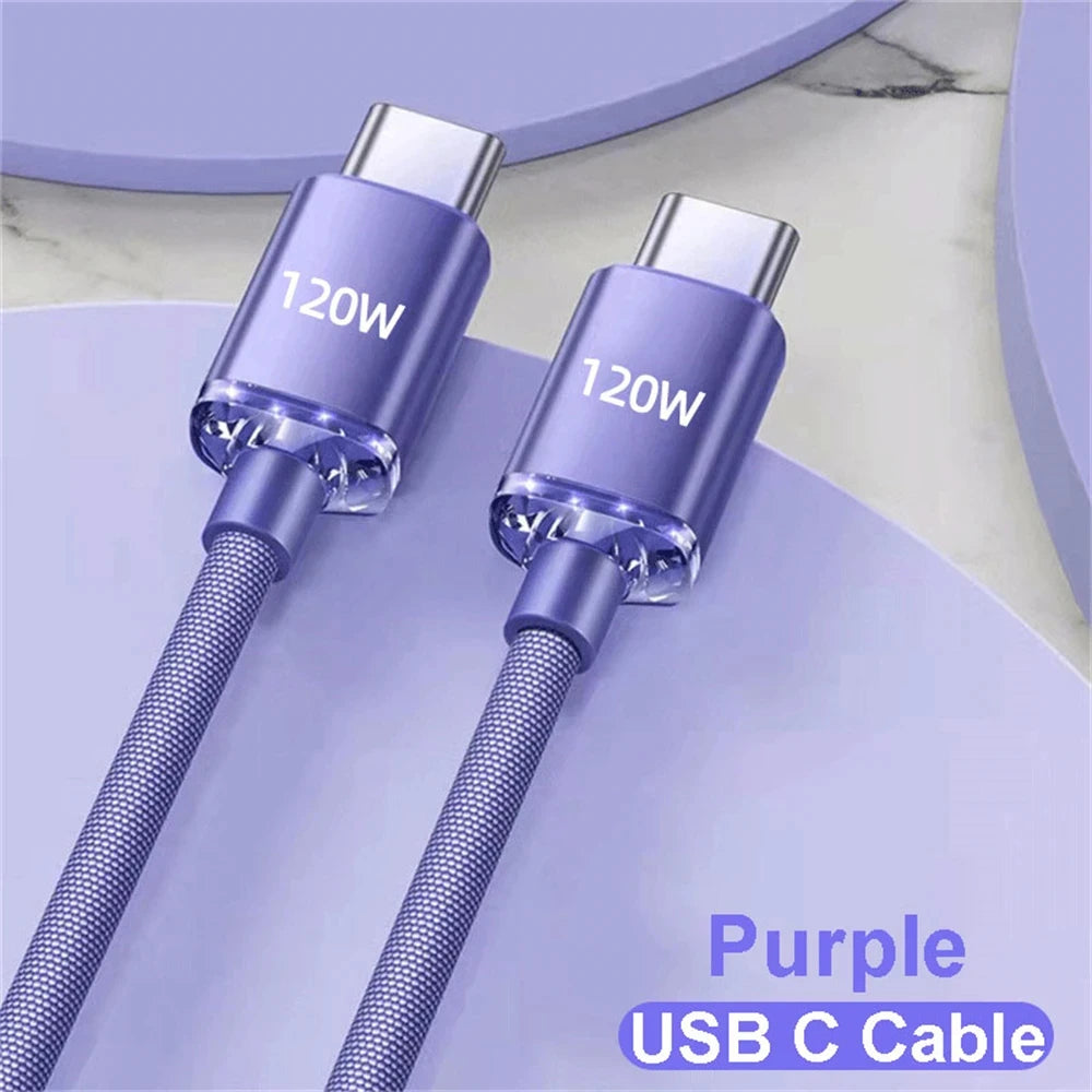 NNBILI 120W 6A Fast Charge USB Type C Quick Charge Cable For Samsung S23  Xiaomi 14 Huawei Phone Fast Charging Cable Data Cables