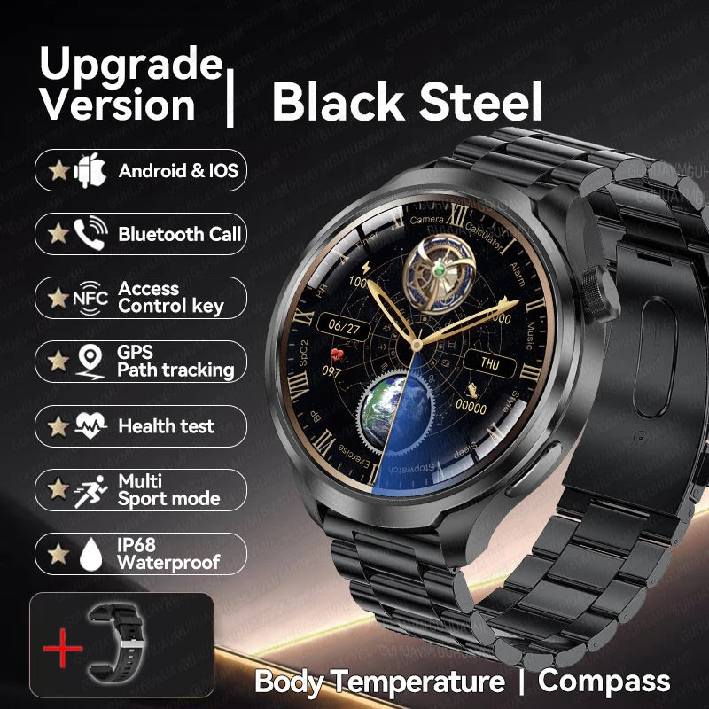 2024 New For HUAWEI Outdoor Sports Smart Watch Men AMOLED Screen NFC GPS Compass Heart rate Waterproof Bluetooth Call SmartWatch
