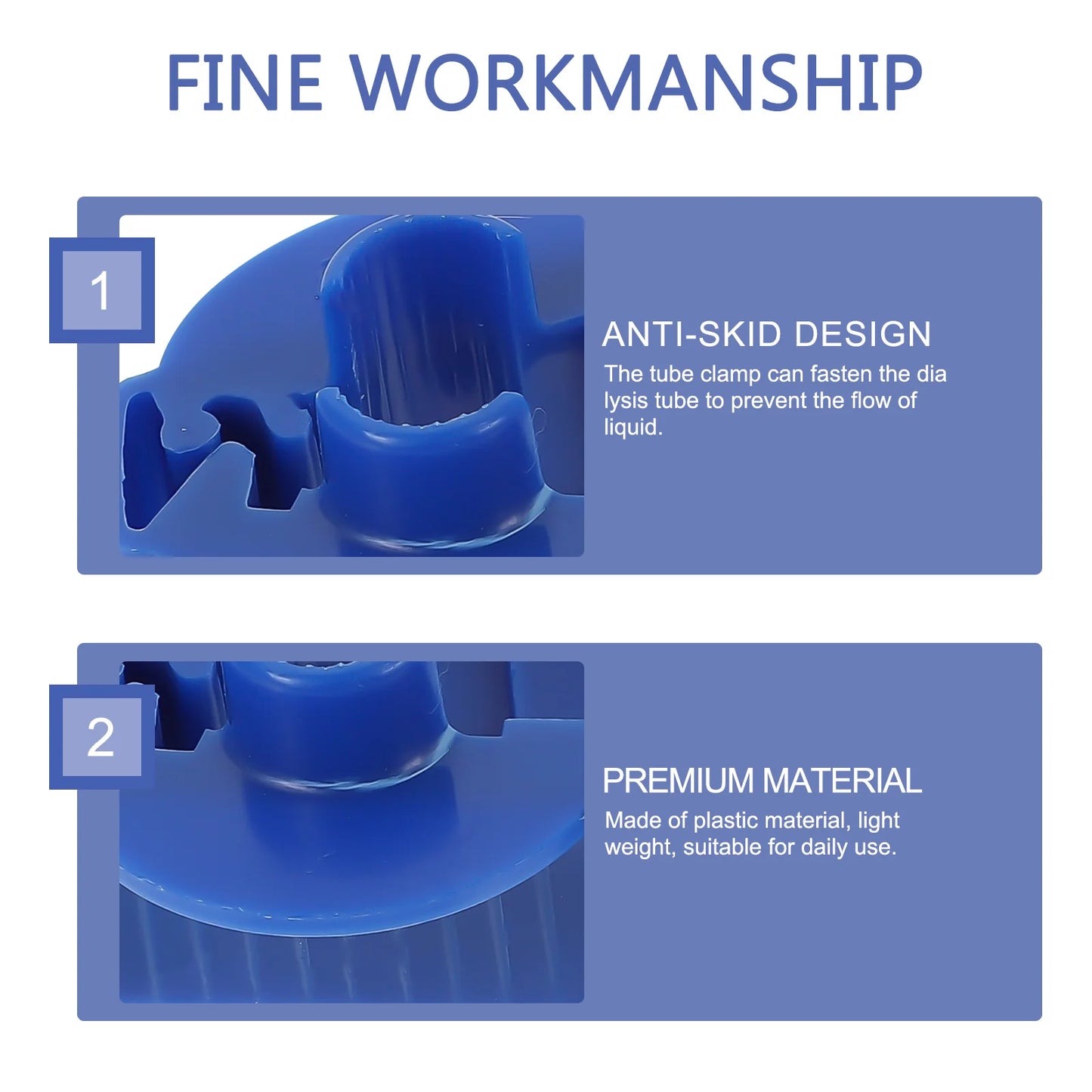 3 Pcs Permeable Pipe Clamp Peritoneal Dialysis Supply Clip Tube Flow Controller Medical Plastic Blue Clamps