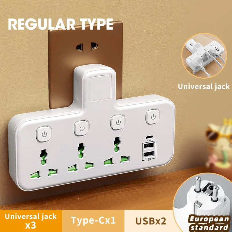 Eu Us Uk Au Plug Ac Outlet Power Strip Multiprise Wall Socket Universal Network Filter with Usb Cherger Separate Switch Adapter
