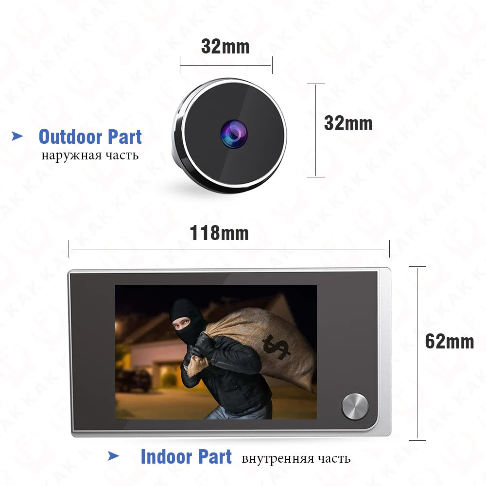 KAK 3.5" Digital Door Peephole Camera Electronic Door Viewer Bell 120 Degree Wide Angle HD Screen Home Security System Hardware