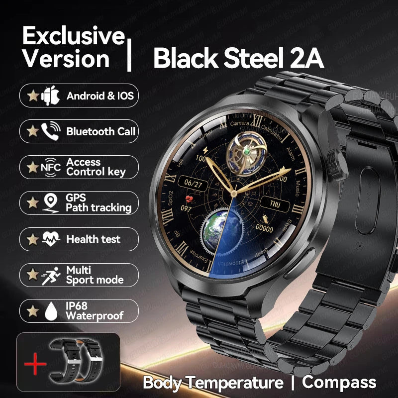 2024 New For HUAWEI Outdoor Sports Smart Watch Men AMOLED Screen NFC GPS Compass Heart rate Waterproof Bluetooth Call SmartWatch