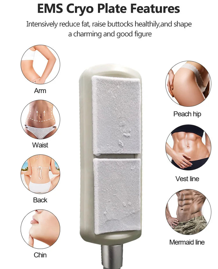 Ems+CRYO Body Slimming Cryolipolysis Membrane Fat Freezing Professional Machine Cool Body Sculpting Salon Massager Equipment
